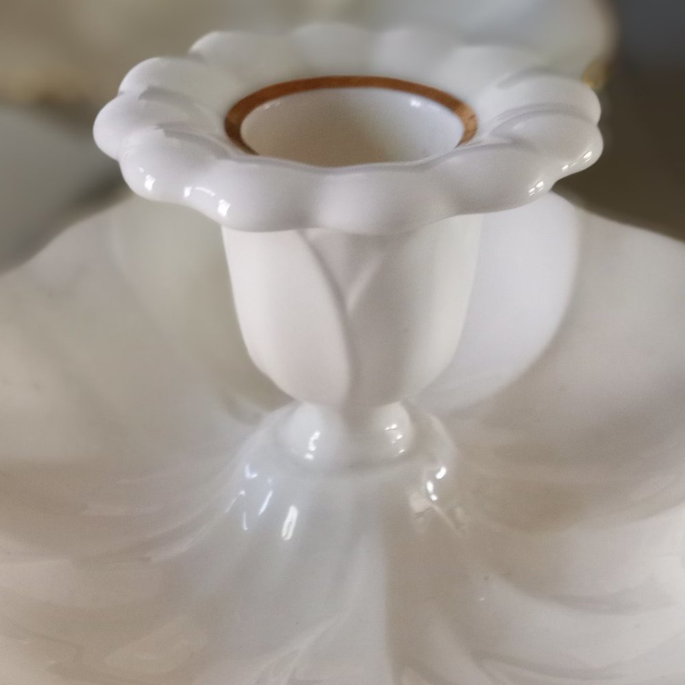 'MIKASA' Fine Bone China Pair of Lotus Candle Holders 24K EUC